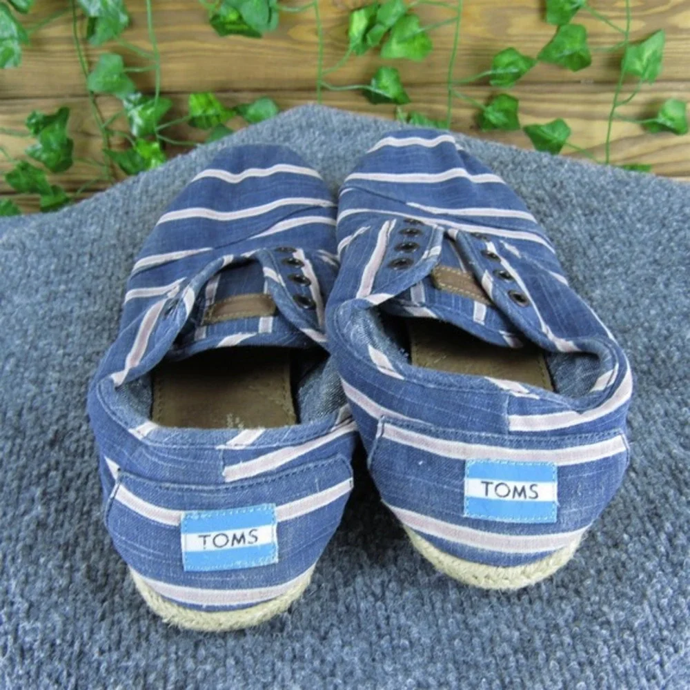 TOMS Women's Cordones Espadrille Blue Fabric Sz 8 Medium ‎ Used 2025